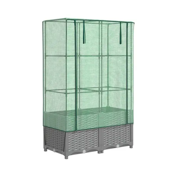 VidaXL Hochbeet Mit Gewächshaus-Aufsatz Rattan-Optik 80x40x138 Cm thumbnail