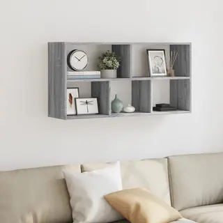 VidaXL Grey Sonoma Engineered Wood Floating Wall Shelf Storage - 100x25x50 Cm