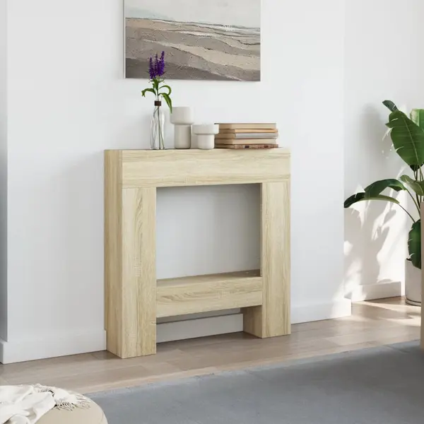 VidaXL Fireplace Surround - Sonoma Oak Engineered Wood 81x18x82 Cm - Compatible With Led Flame - With Shelf thumbnail