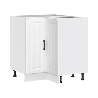 VidaXL Kitchen Corner Base Cabinet Lucca - White Engineered Wood L-Shape Storage Unit With Adjustable Feet - 75.5x75.5x81.5 Cm For Modern Kitchen