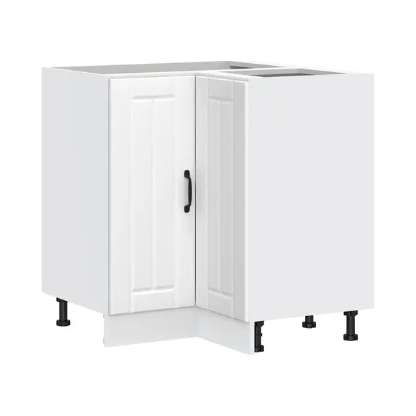 VidaXL Kitchen Corner Base Cabinet Lucca - White Engineered Wood L-Shape Storage Unit With Adjustable Feet - 75.5x75.5x81.5 Cm For Modern Kitchen thumbnail
