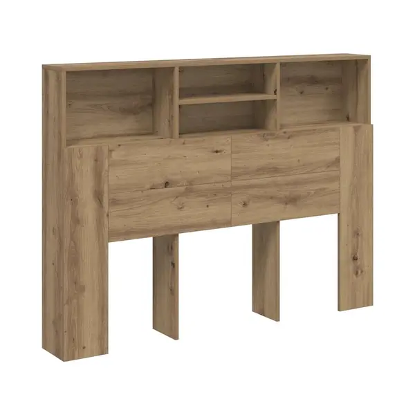 VidaXL Headboard Cabinet/bookcase Wall Bed Backboard In Artisan Oak - Engineered Wood Storage With Four Compartments thumbnail