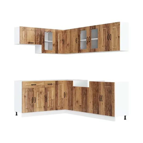 VidaXL 11-tlg. Küchenschrank-Set Kalmar Altholz-Optik Holzwerkstoff thumbnail