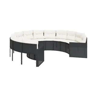 VidaXL Gartensofa Mit Kissen Rund Schwarz Poly-Rattan