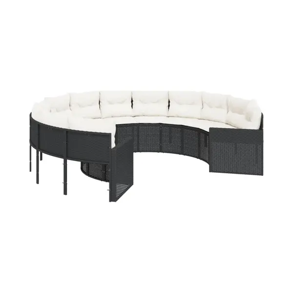 VidaXL Gartensofa Mit Kissen Rund Schwarz Poly-Rattan thumbnail