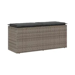 VidaXL Gartenbank Mit Kissen 110x40x44 Cm Poly Rattan Grau Gartenmöbel