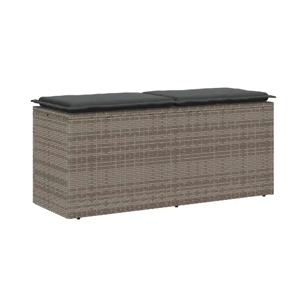 VidaXL Gartenbank Mit Kissen 110x40x44 Cm Poly Rattan Grau Gartenmöbel thumbnail