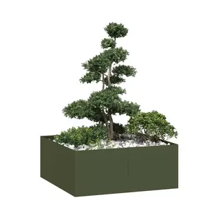 Pflanzgefäß Olivgrün 100x100x40 Cm Stahl Vidaxl