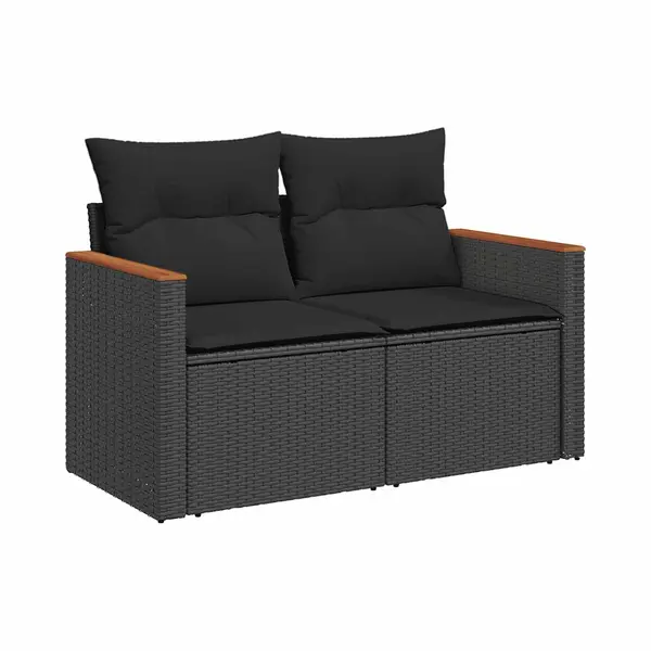 VidaXL 6-tlg. Garten-Sofagarnitur Mit Kissen Schwarz Poly Rattan thumbnail