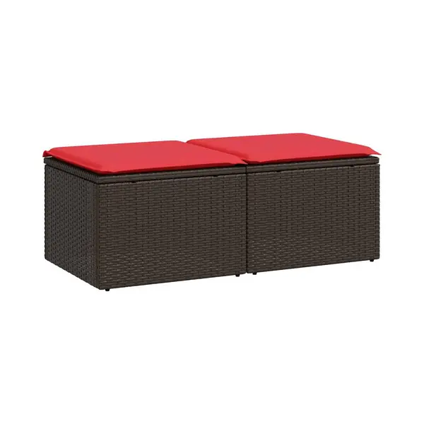 VidaXL 2-delige Loungeset Met Kussens Poly Rattan Acacia Bruin thumbnail