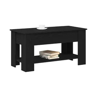 Schwarzer Eichen-couchtisch - 101x49x52 Cm Aus Engineered Wood - Vidaxl