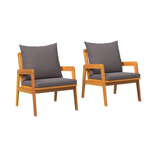 Gartenstuhl Mit Kissen 2 Pcs Braun Massivholz Akazie Vidaxl thumbnail