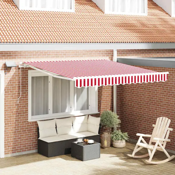 VidaXL Einziehbare Markise Rot Und Weiß 350 X 250 Cm Stoff Und Stahl thumbnail