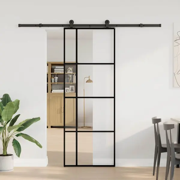 VidaXL Schiebetür Mit Beschlag 76x205 Cm Esg-Glas & Aluminium thumbnail
