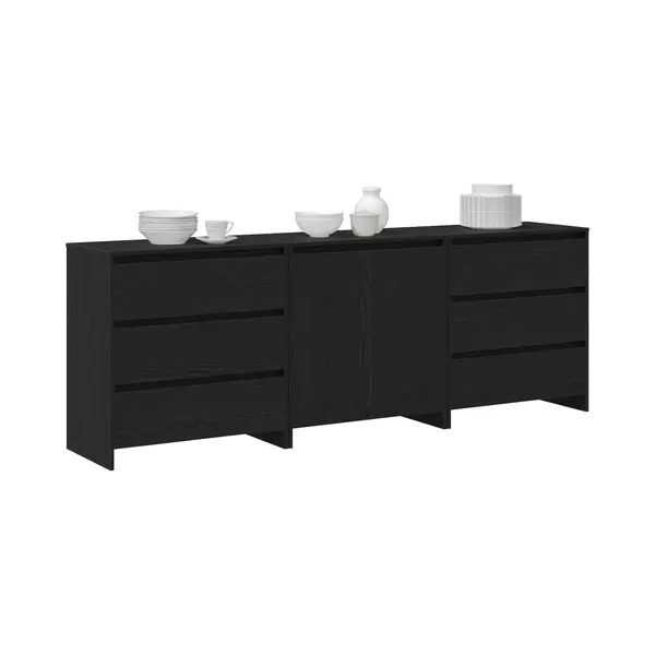 3-teilige Sideboards Aus Schwarzem Holzwerkstoff - Vidaxl thumbnail