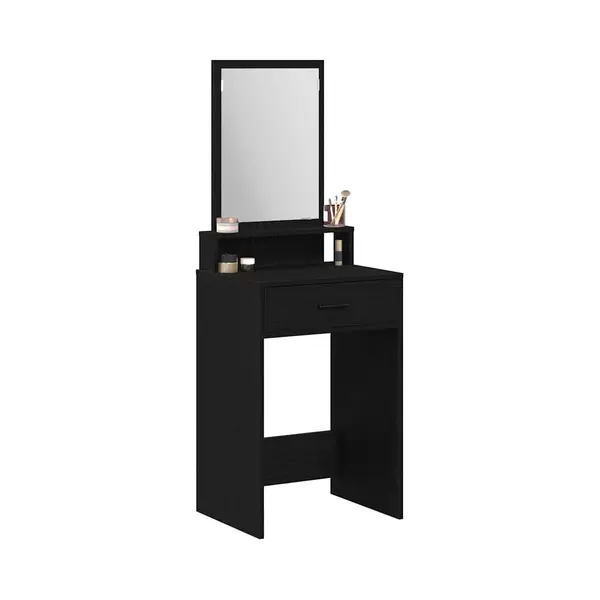 VidaXL Dressing Table Black Oak 50 X 41 X 140 Cm Engineered Wood, Modern Furniture, Rectangular Bedroom Vanity Table For Organized Storage, Stylish thumbnail