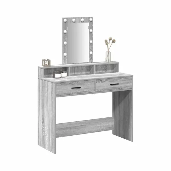 VidaXL Schminktisch Mit Speicher Grau 100 X 41 X 140 Cm Holzwerkstoff thumbnail