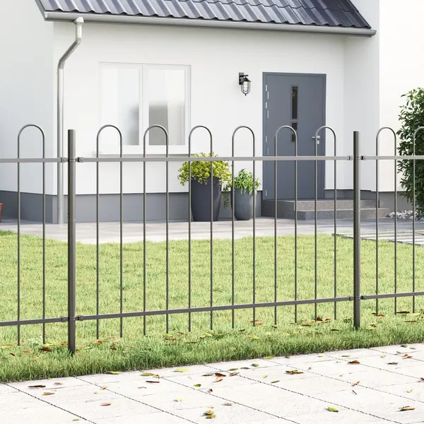 Grauer Gartenzaun Mit Rundoberkante 8, 5x0, 8 M Aus Stahl - Vidaxl thumbnail