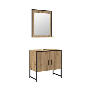 VidaXL Badezimmermöbel-Set Wandmontiert 2 Pcs Braun Holzwerkstoff