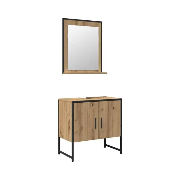 VidaXL Badezimmermöbel-Set Wandmontiert 2 Pcs Braun Holzwerkstoff thumbnail