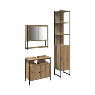 VidaXL Badezimmermöbel-Set Mit Regal 3 Pcs Artisan-Eiche Holzwerkstoff