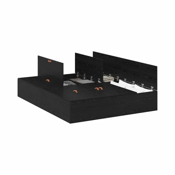 VidaXL Aufbewahrungsbettgestell Schwarz Eichen-Optik 150 X 200 Cm thumbnail