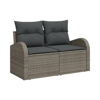 Gartensofa Mit Kissen Grau 124 X 62 X 69cm Poly-rattan Vidaxl