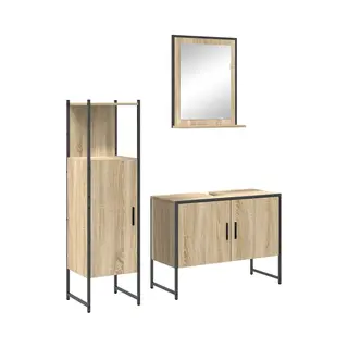VidaXL Badezimmermöbel-Set Mit Regal Mit Tür 3 Pcs Braun Holzwerkstoff