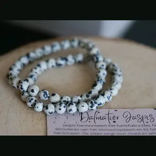 GemsByShy Dalmatiër Jaspis Armband, 6mm, Edelstenen - Perfect Cadeau Voor Mannen En Vrouwen- Inclusief Uitleg - Spiritueel - Dalmatian Jasper - Activatie -