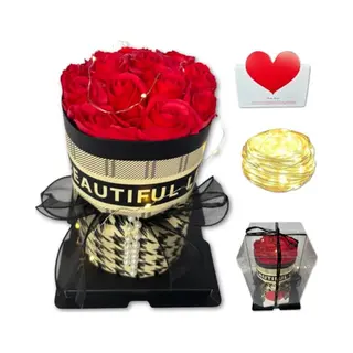 Regalo Rosa Rozen Boeket Met Led Verlichting – In Geschenkverpakking – Eeuwige Rozen – 25 Cm