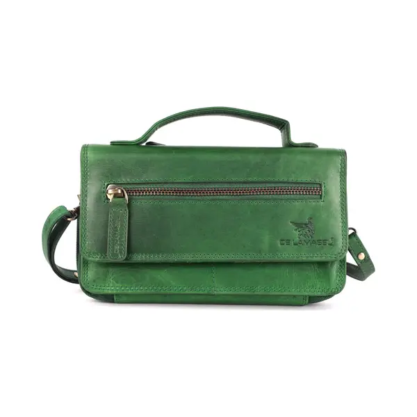 De Lamassu® (Marina) Dames Crossbodytas Van Echt Leer – Portemonnee Met Rfid-bescherming, 14 Kaartvakken, Telefoonvak, Schouderriem, thumbnail