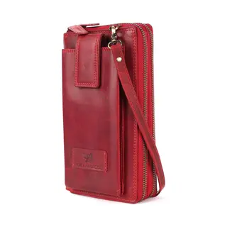 De Lamassu® (Zara)Rood Leren Dames Portemonnee & Crossbody – Echt Leer – Rfid – Met Smartphonevak – Luxe Geschenkverpakking