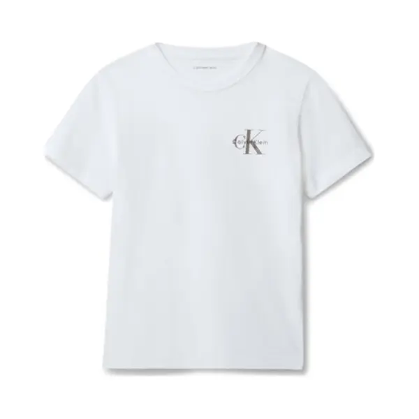 Calvin Klein Unisex Chest Monologo Ss Iu0iu00719 S/S T-Shirt, White (Bright White), 8 Jahre thumbnail