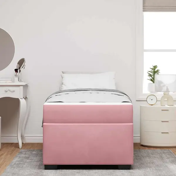 VidaXL Bedframe Met Matras Roze 80 X 200 Cm Stof thumbnail