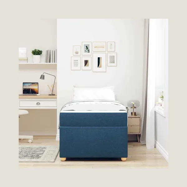 VidaXL Bettrahmen Mit Matratze Blau 100 X 200 Cm Stoff thumbnail
