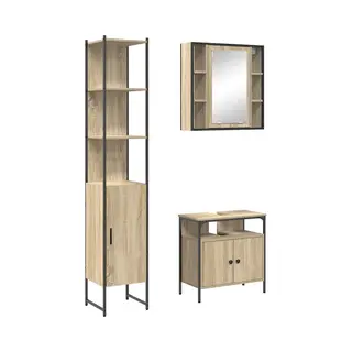 VidaXL Badezimmermöbel-Set Mit Regal 3 Pcs Sonoma-Eiche Holzwerkstoff