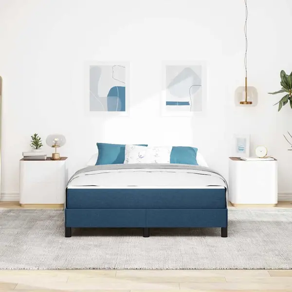 VidaXL Boxspringbett Mit Matratze Blau 140 X 200 Cm Stoff thumbnail