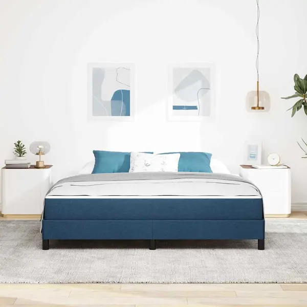 VidaXL Boxspringbett Mit Matratze Blau 180 X 200 Cm Stoff thumbnail
