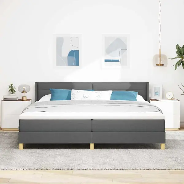 Boxspringbett Mit Matratze Dunkelgrau 200 X 200 Cm Stoff Vidaxl thumbnail