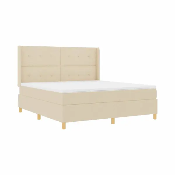 VidaXL Boxspring Bed Met Matras Met Hoofdeinde Crème 180 X 200 Cm Stof thumbnail