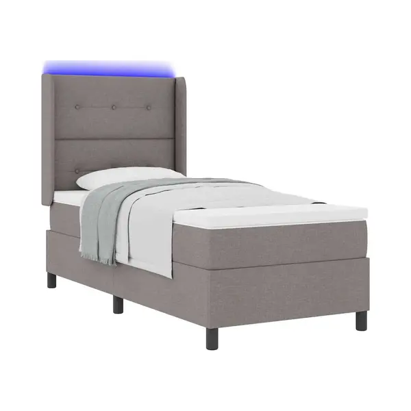 VidaXL Led Box Spring Bed Met Matras Taupe 80 X 200 Cm Stof thumbnail