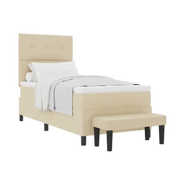 VidaXL Boxspring Bed Met Matras Met Hoofdeinde Crème 90 X 200 Cm Stof thumbnail