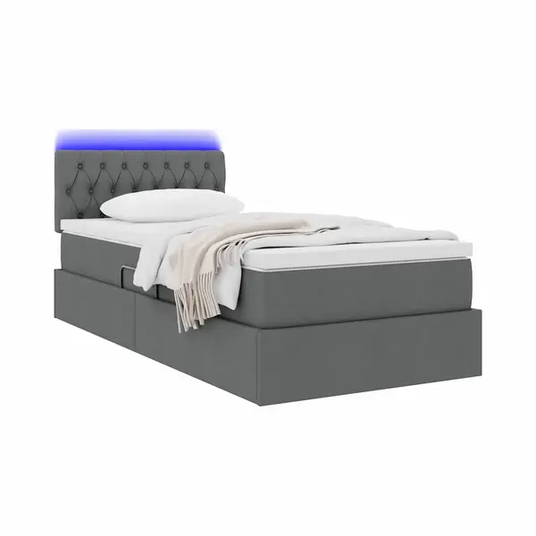 VidaXL Bett Mit Stauraum Und Led Mit Led Dunkelgrau 100 X 200 Cm Stoff thumbnail