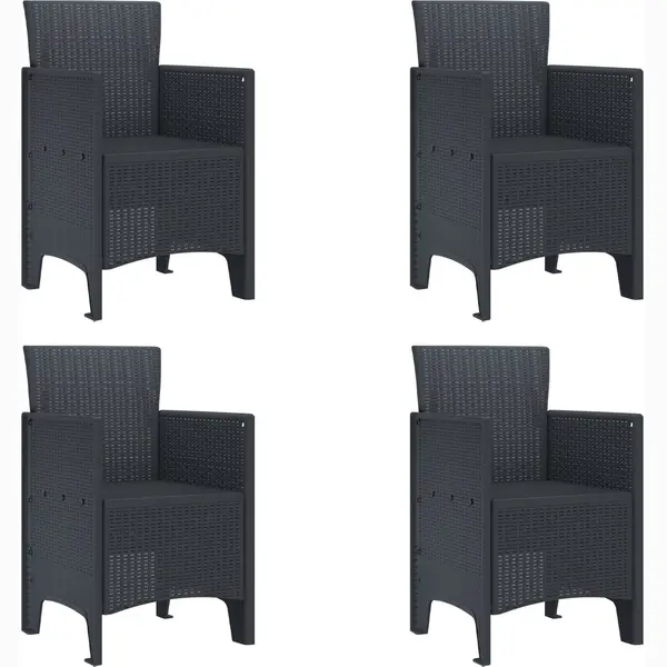 VidaXL Gartenstuhl 4 Pcs Anthrazit 53 X 49 X 85 Cm Polypropylen, Garten Und Terrasse, Moderne Armlehnenstühle, Rechteckiger Sitzplatz, thumbnail