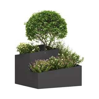 VidaXL Garten-Pflanzgefäß Schwarz 60 X 60 X 50 Cm Kaltgewalzter Stahl, Garten Und Terrasse, Moderner Metall-Pflanzer Für Draußen, Robuster