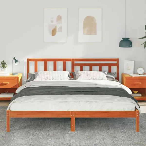 VidaXL Bedframe Wasbruin 200 X 200 Cm Massief Grenenhout thumbnail