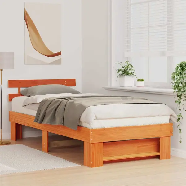 VidaXL Bedframe Met Hoofdeinde Wasbruin 90 X 190 Cm Massief Grenenhout thumbnail