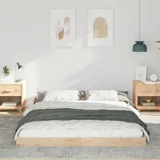Bettgestell Braun 140 X 210 Cm Massivholz Kiefer Vidaxl