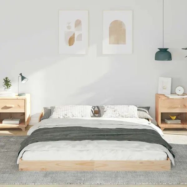 Bettgestell Braun 140 X 210 Cm Massivholz Kiefer Vidaxl thumbnail