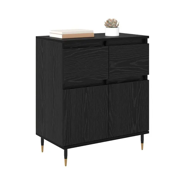 Sideboard Mit Schubladen Schwarz Eichen-optik 60 X 35 X 70 Cm Vidaxl thumbnail